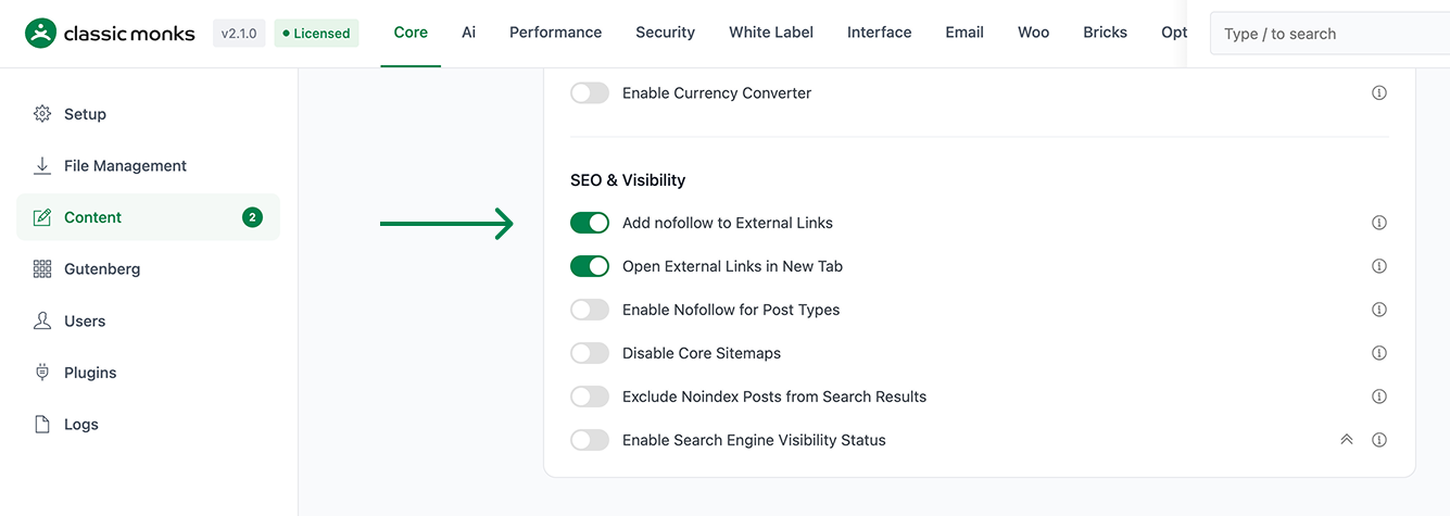 SEO settings for external links