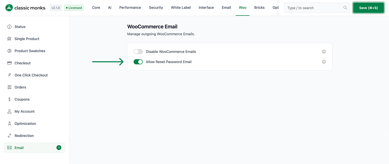 WooCommerce email settings.