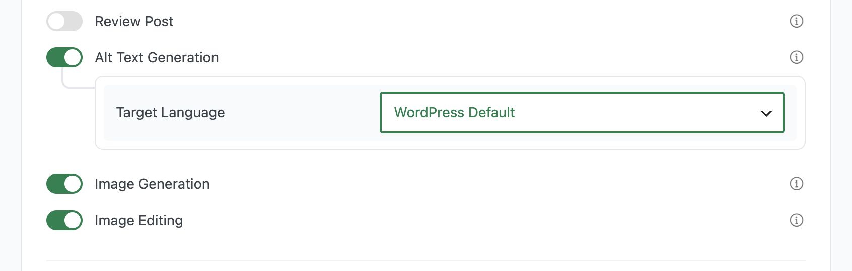WordPress default language setting