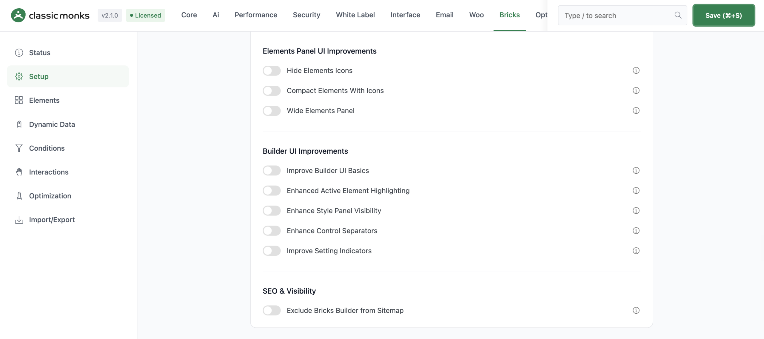 How to Improve the Bricks Builder UI in WordPress: Enhancements {{site_name}} setup menu options