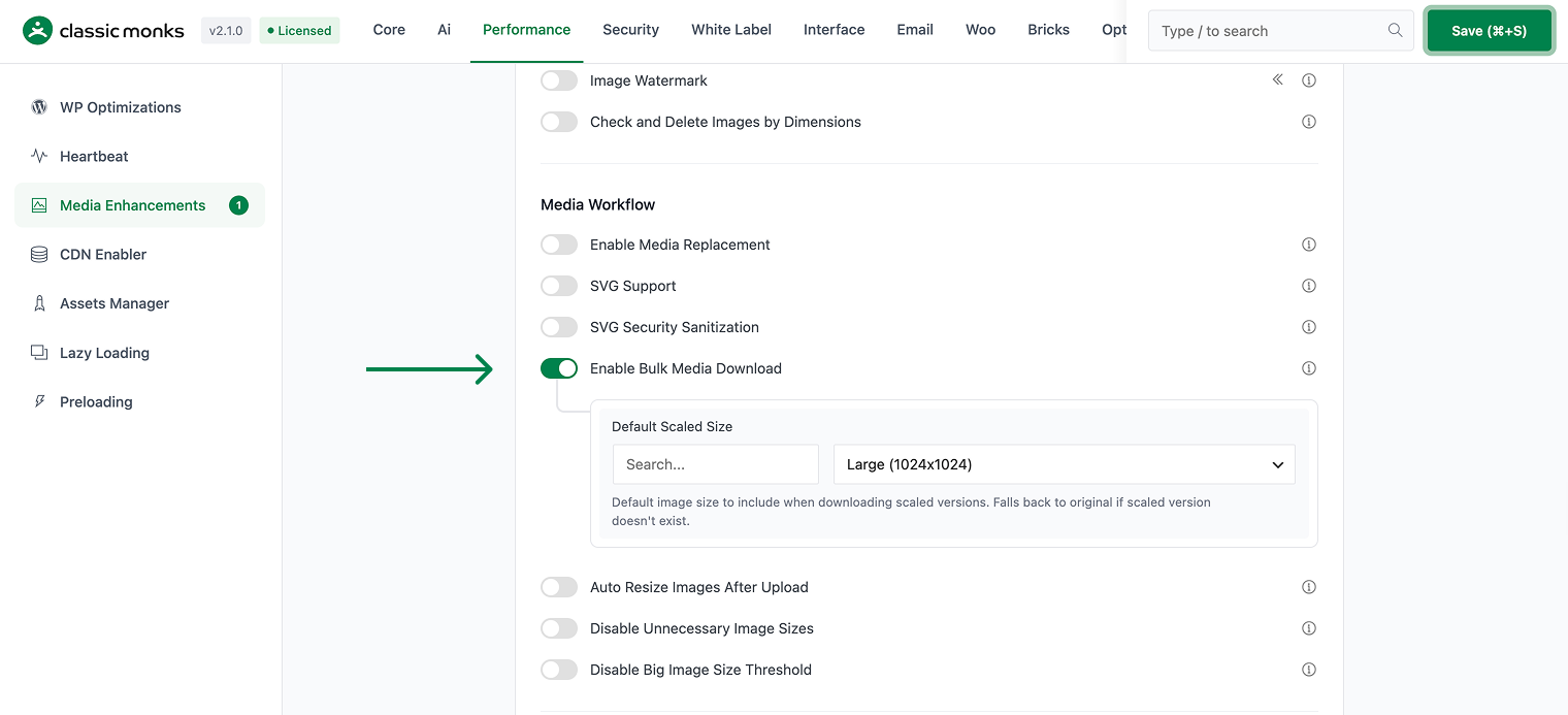 How to Use Bulk Media Download in WordPress Bulk media download enabled