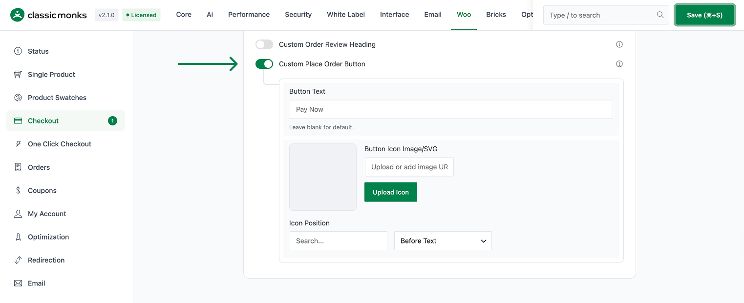 Custom place order button.