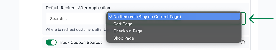 How to Apply WooCommerce Coupons from a URL in WordPress Redirect options for coupons.