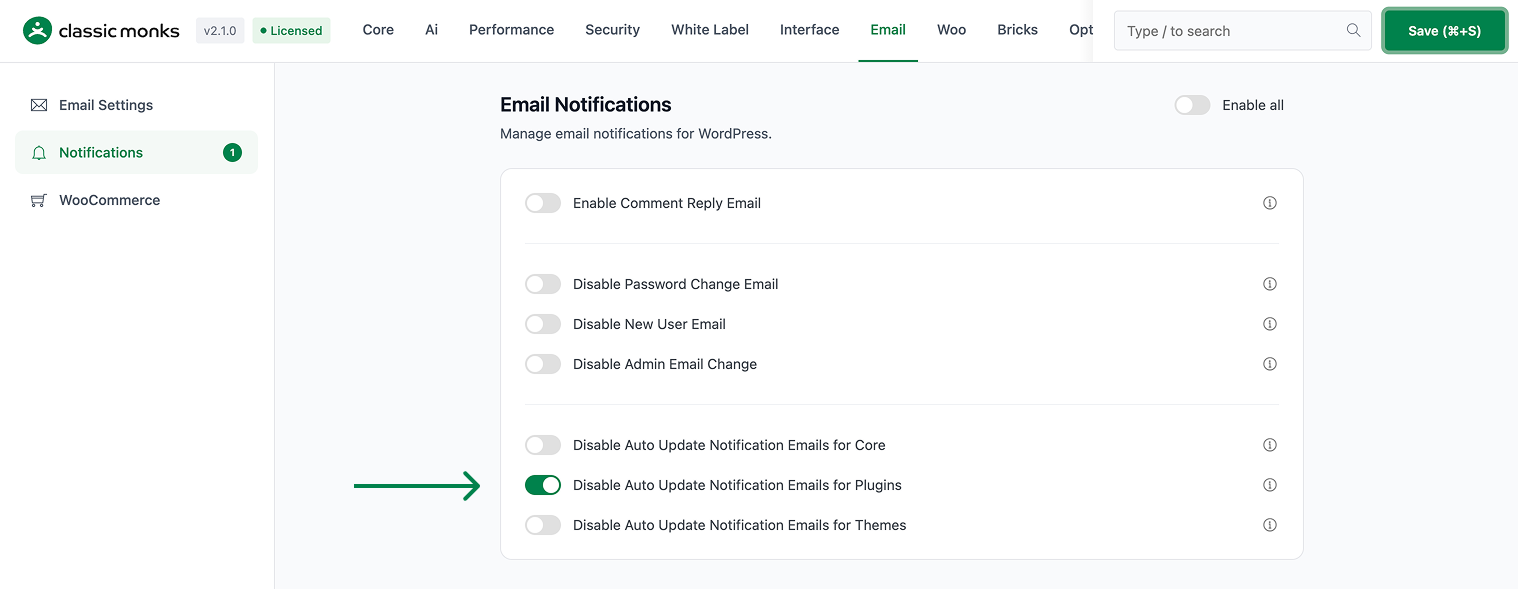 How to Disable Plugin Auto-Update Emails in WordPress Email notification settings page