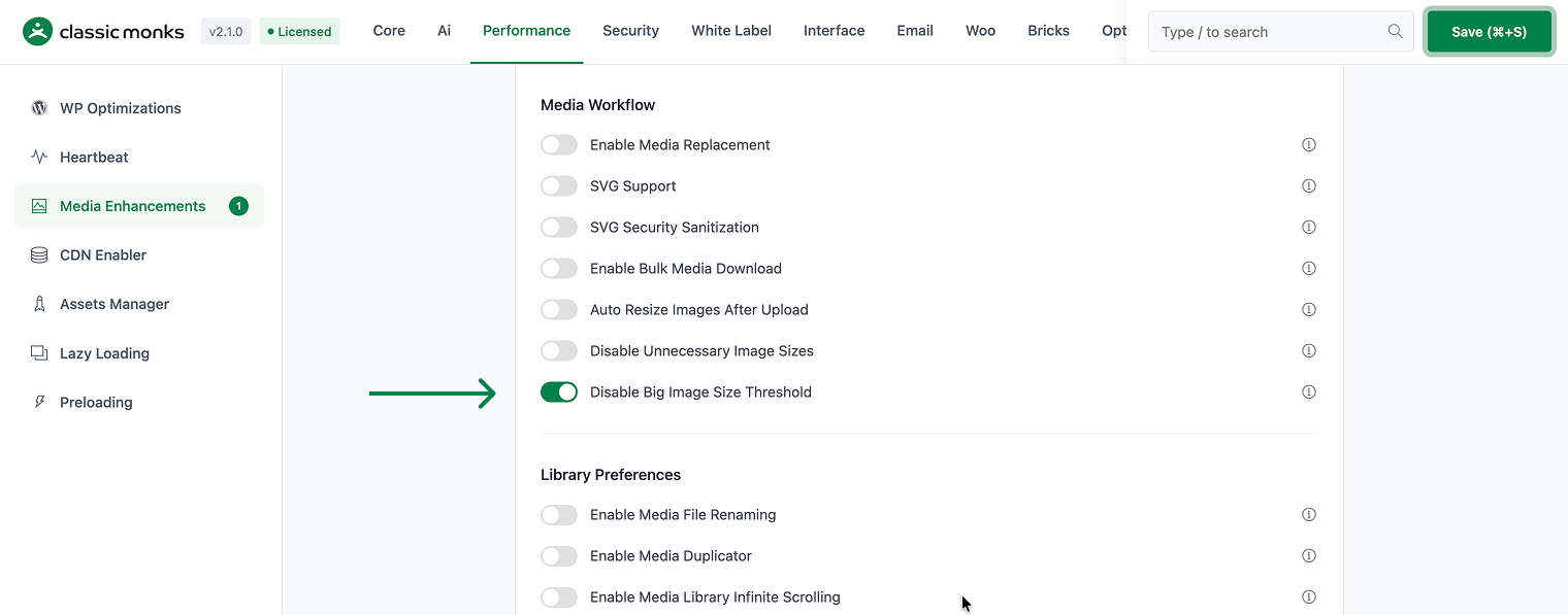 Disable big image size threshold