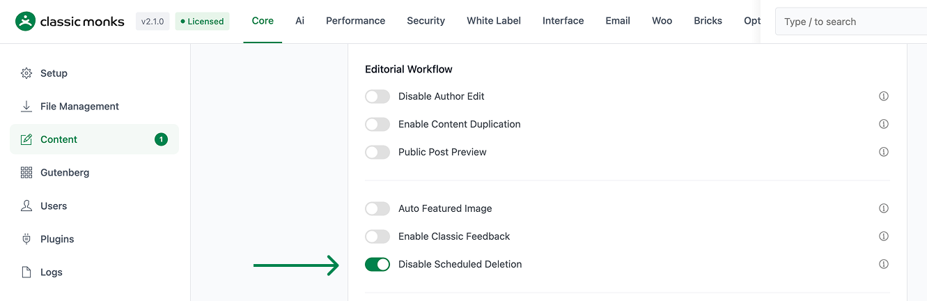 Editorial workflow settings on {{site_name}}
