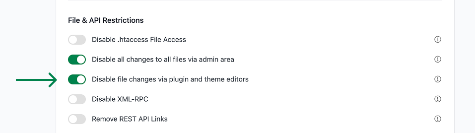 Disable file changes via editors