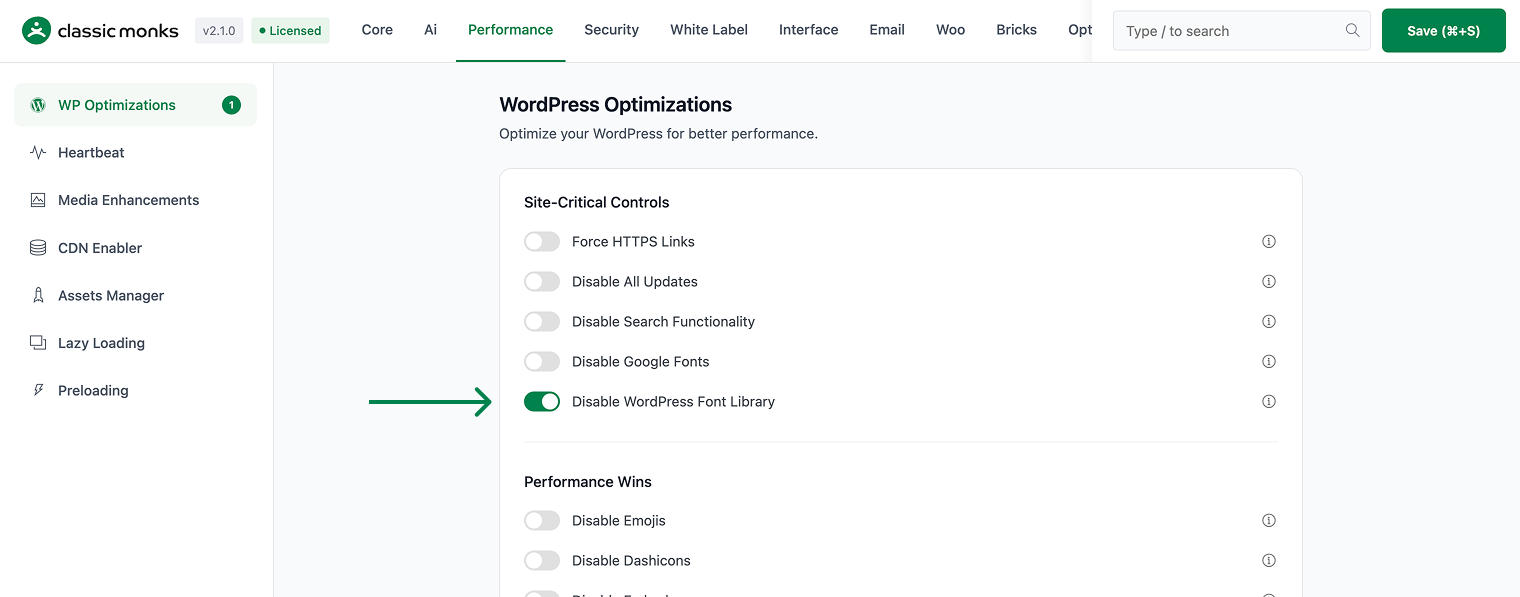 WordPress font library disabled.