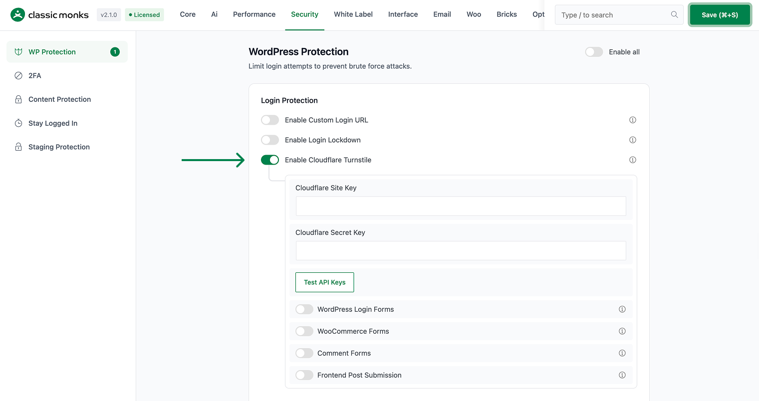 Enable Cloudflare Turnstile security