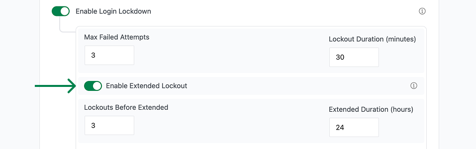 Enable extended lockout settings.
