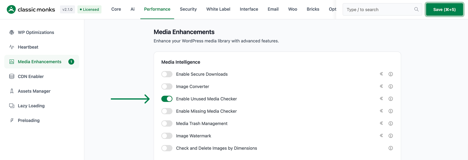 Enable unused media checker