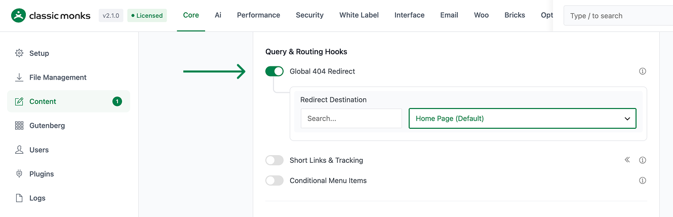 Query and routing hooks settings