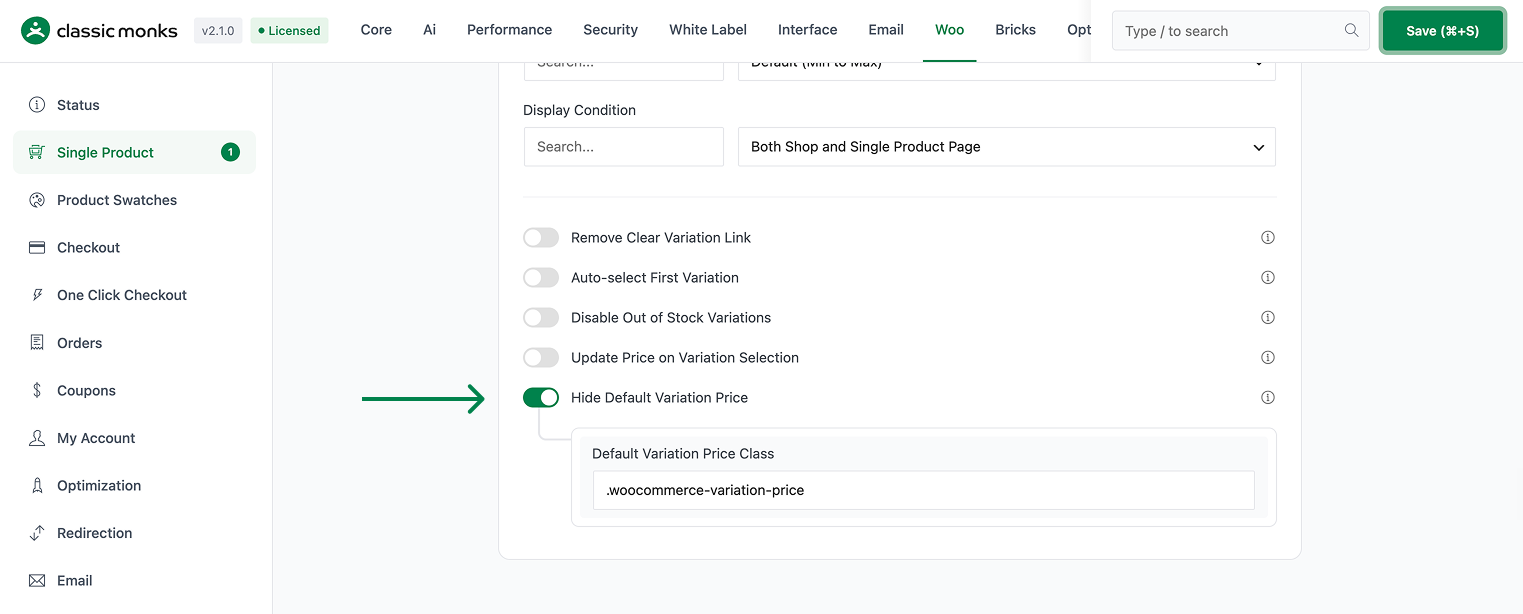 Hide Default Variation Price