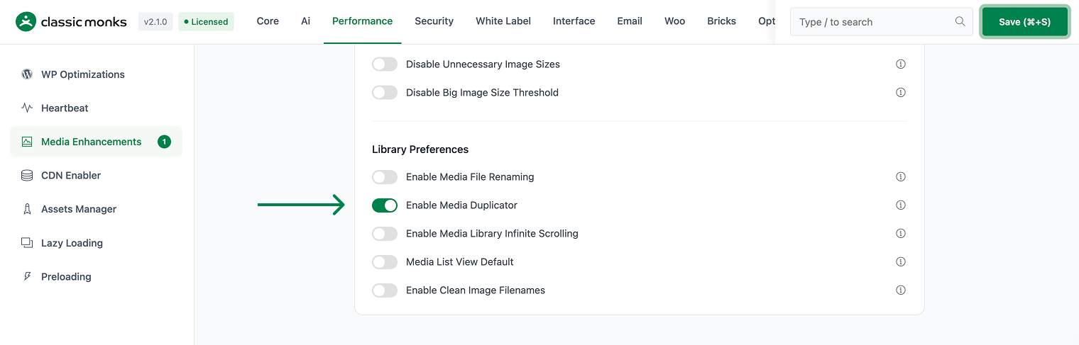Enable Media Duplicator setting