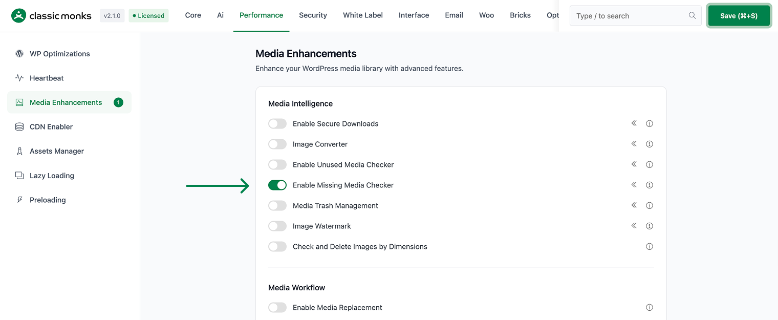 Enable missing media checker