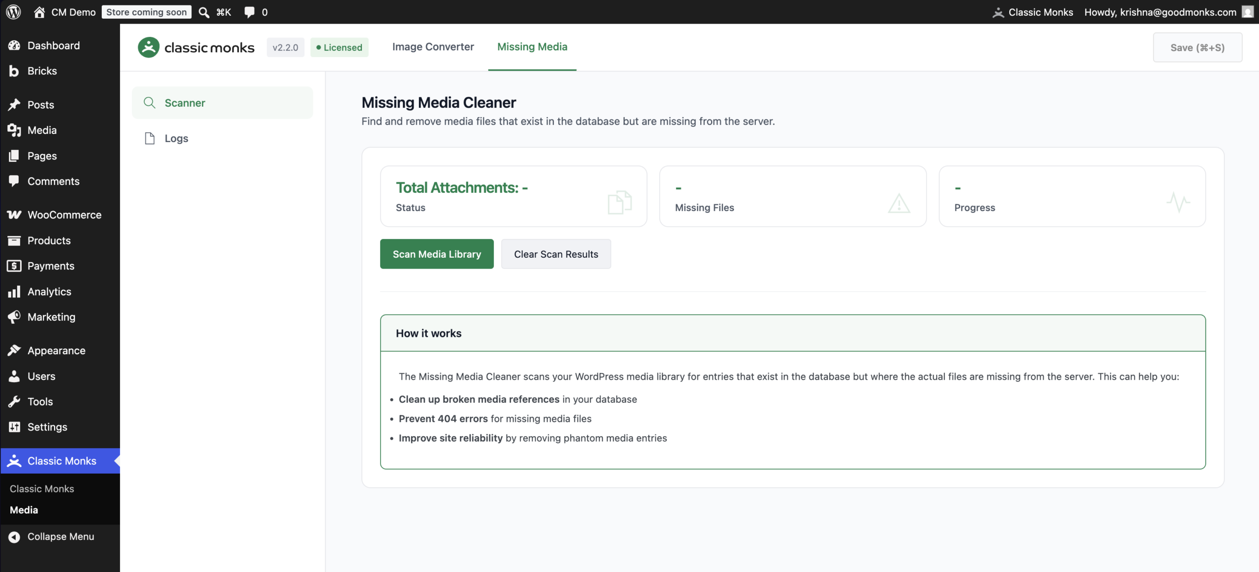 Missing media cleaner dashboard