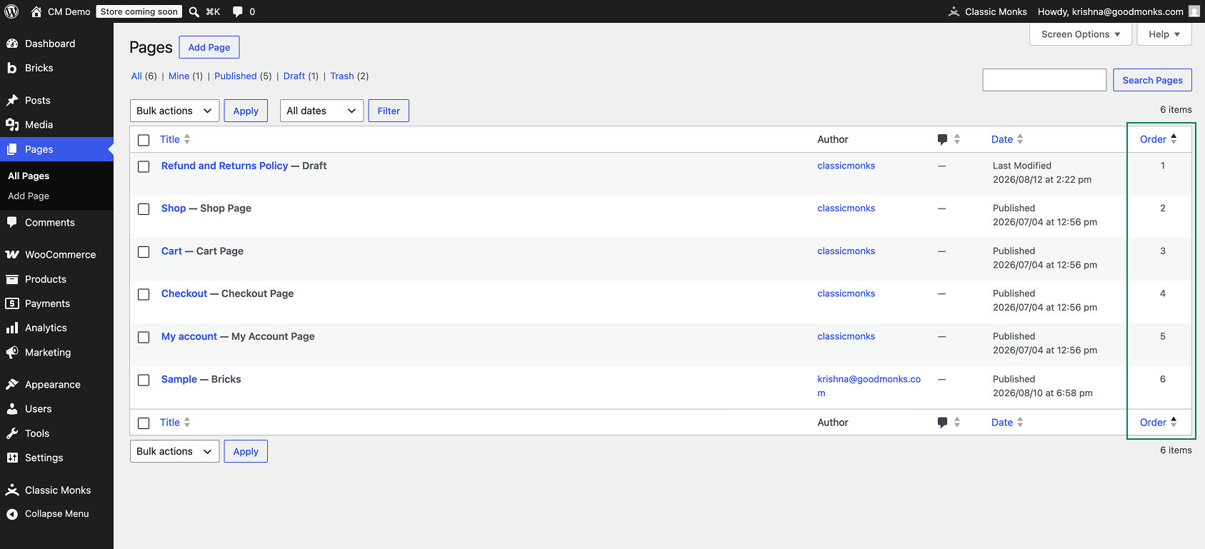 How to Order Post Types in WordPress WordPress pages list.
