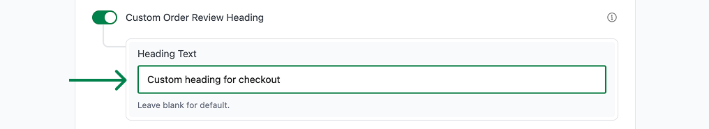 Custom checkout heading text