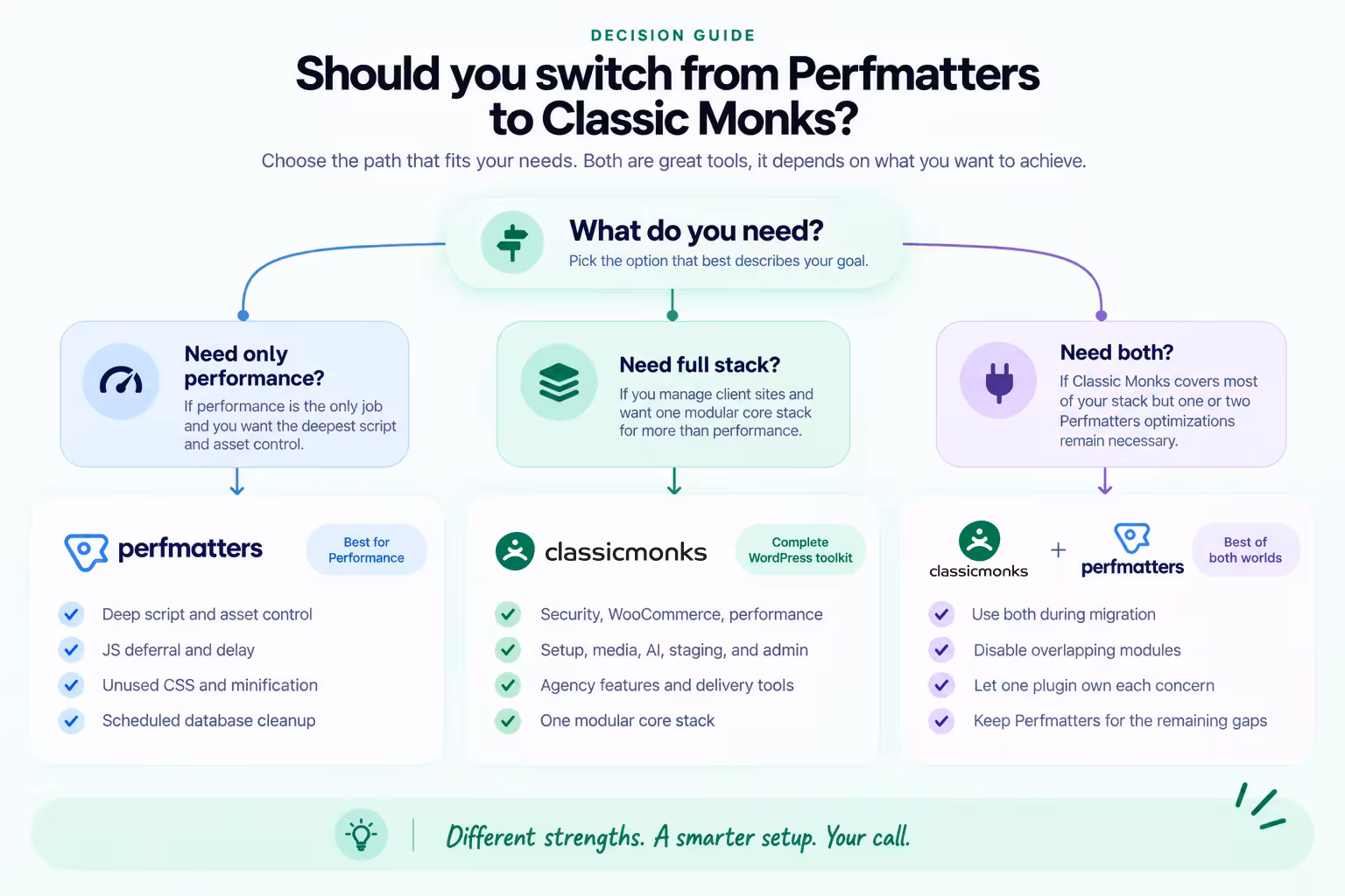 Perfmatters vs Classic Monks comparison.