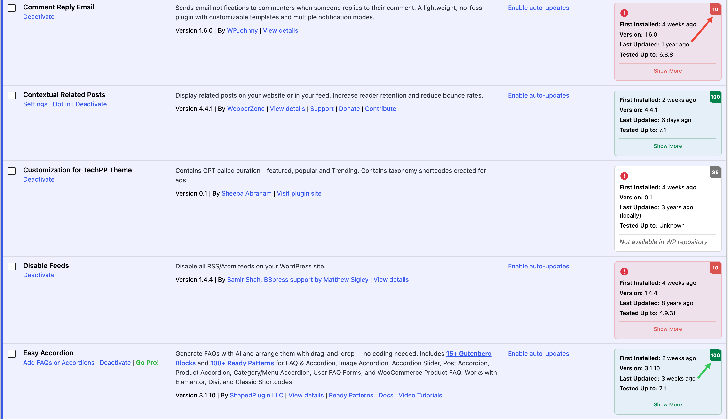 How to Find Outdated Plugins in WordPress WordPress plugin list page