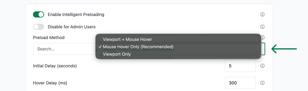 Mouse Hover Only preload method