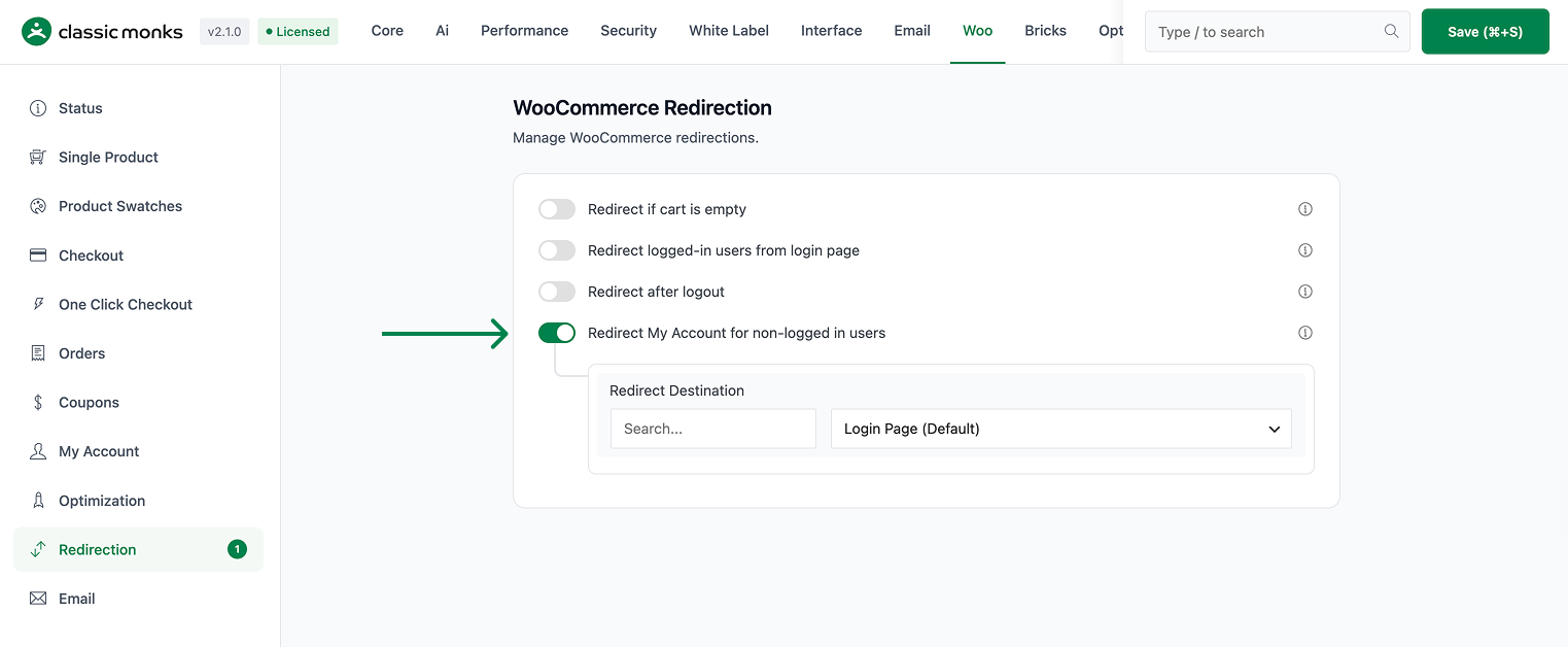 How to Redirect Guests From the WooCommerce My Account Page WooCommerce redirection setting enabled