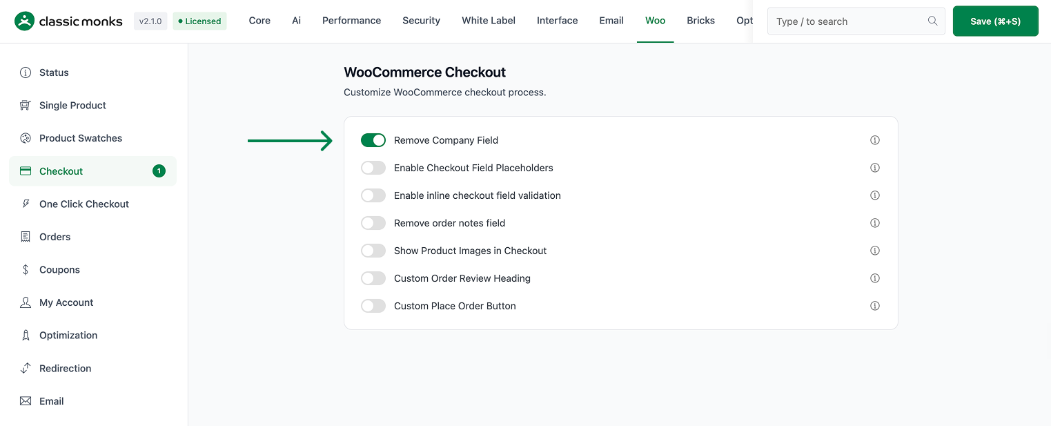 WooCommerce checkout settings options