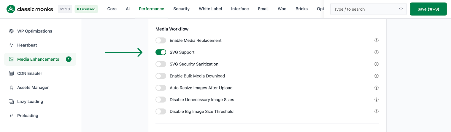 SVG Support enabled