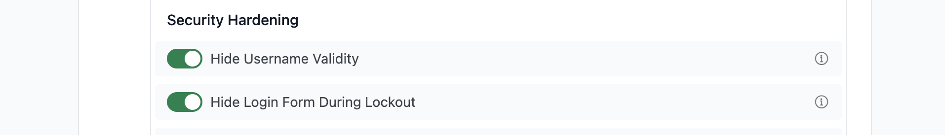 Security hardening options enabled