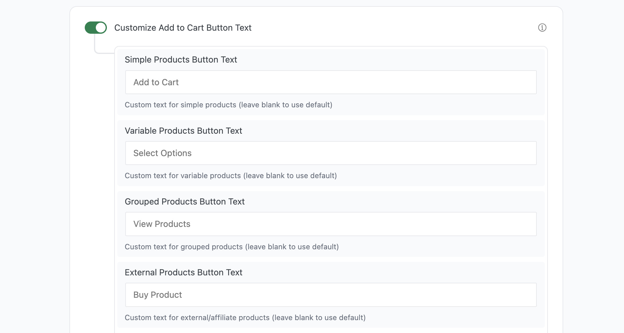 Customize product button texts