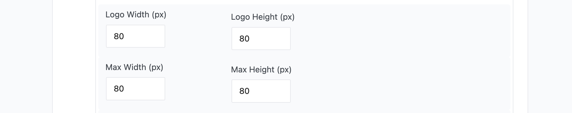 Logo size settings.