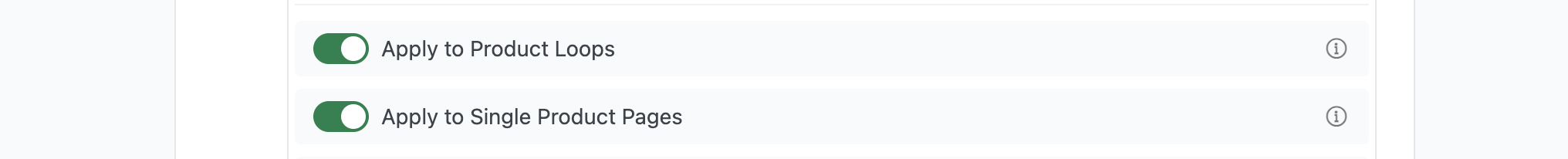 Apply settings to product pages