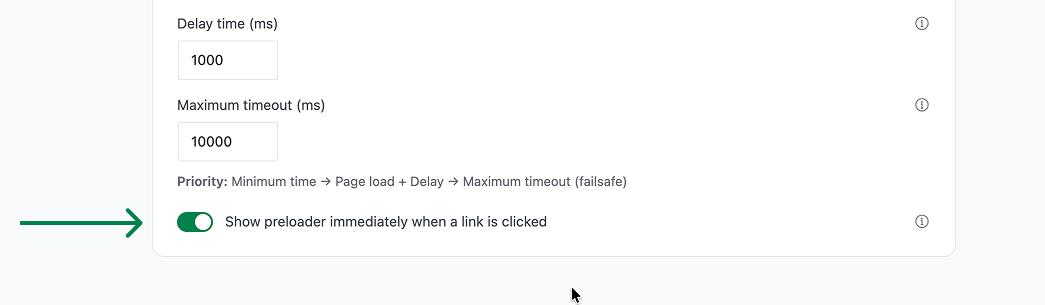 Show preloader when link clicked