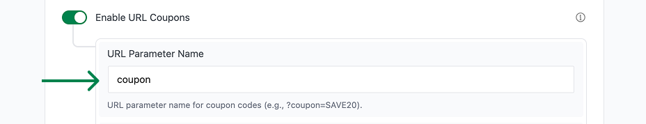 Enable URL coupons setting