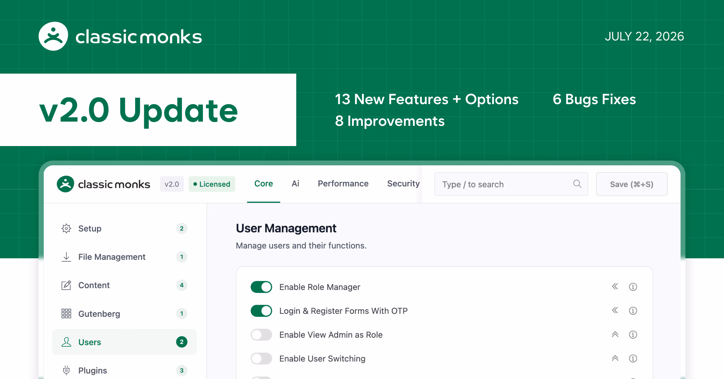 Classic Monks v2.0 Update