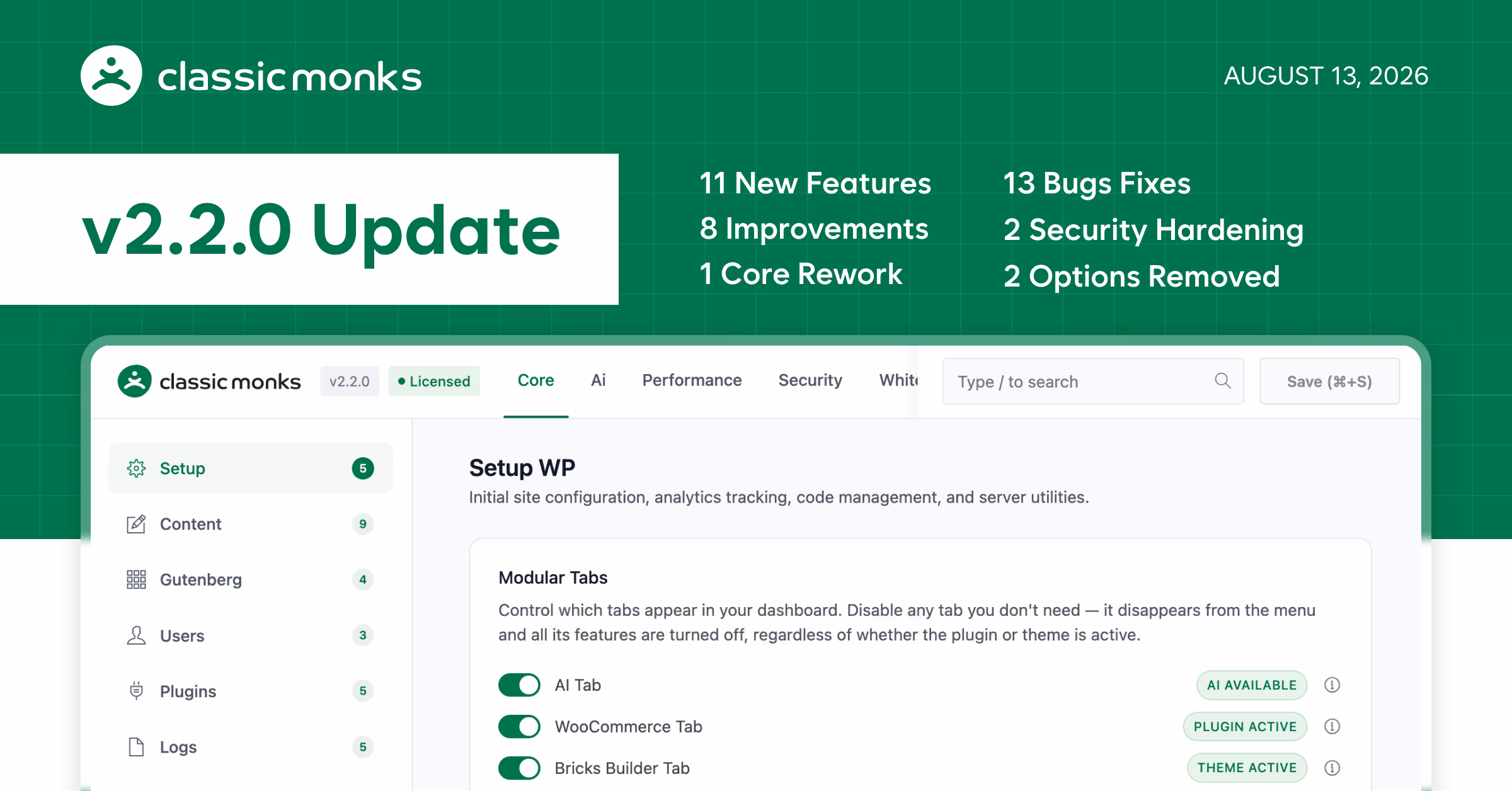 Classic Monks v2.2.0 Update