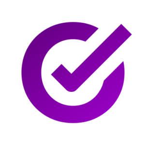 Purple check mark inside circular shape